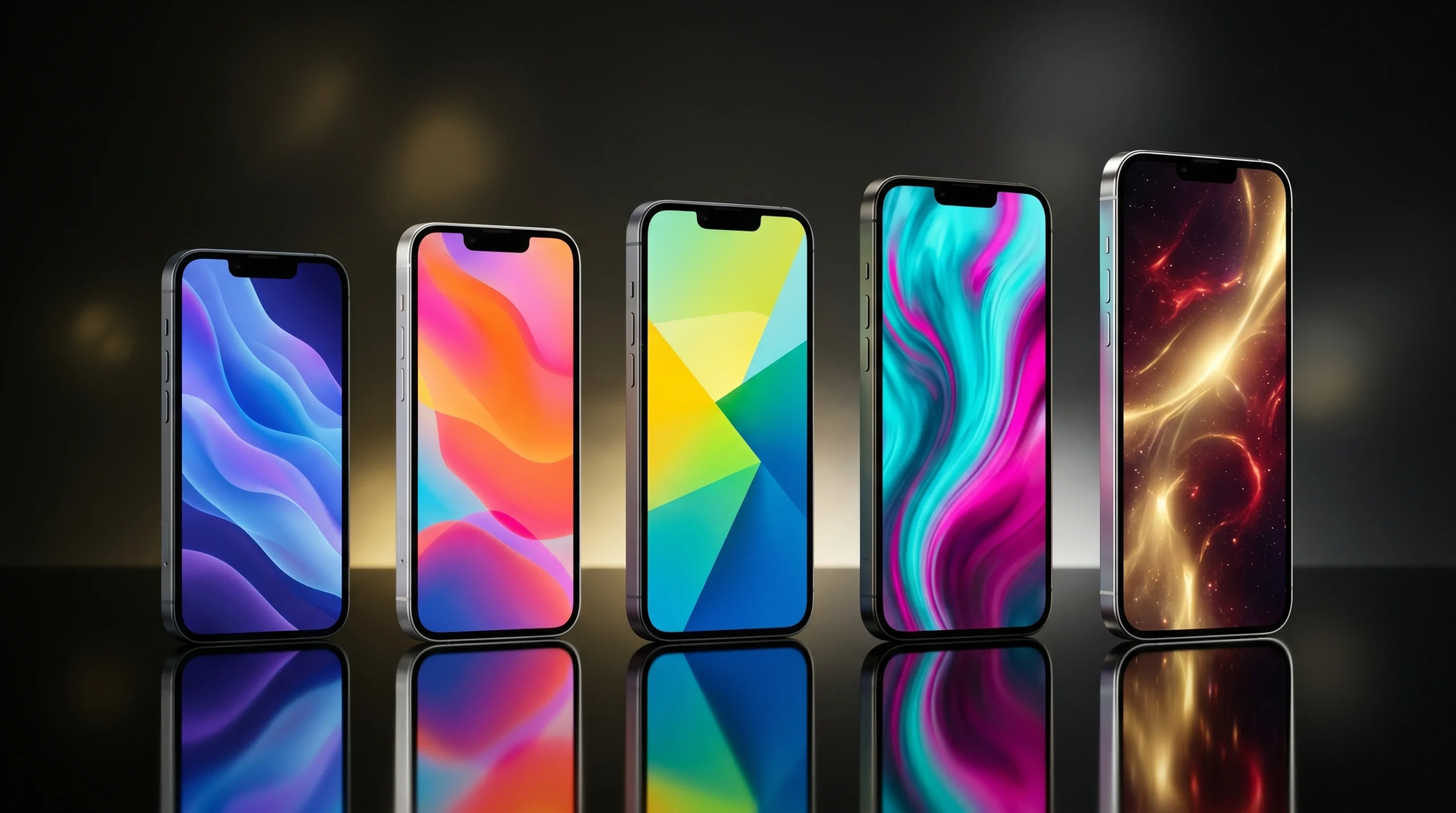 five modern generic smartphones standing 202605230100